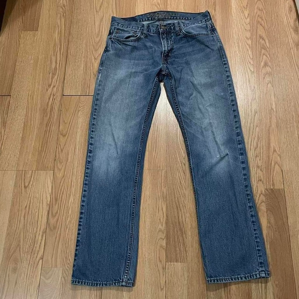 American Eagle Men’s 30x32 (31x30) Original Straight Jeans Medium Blue Denim